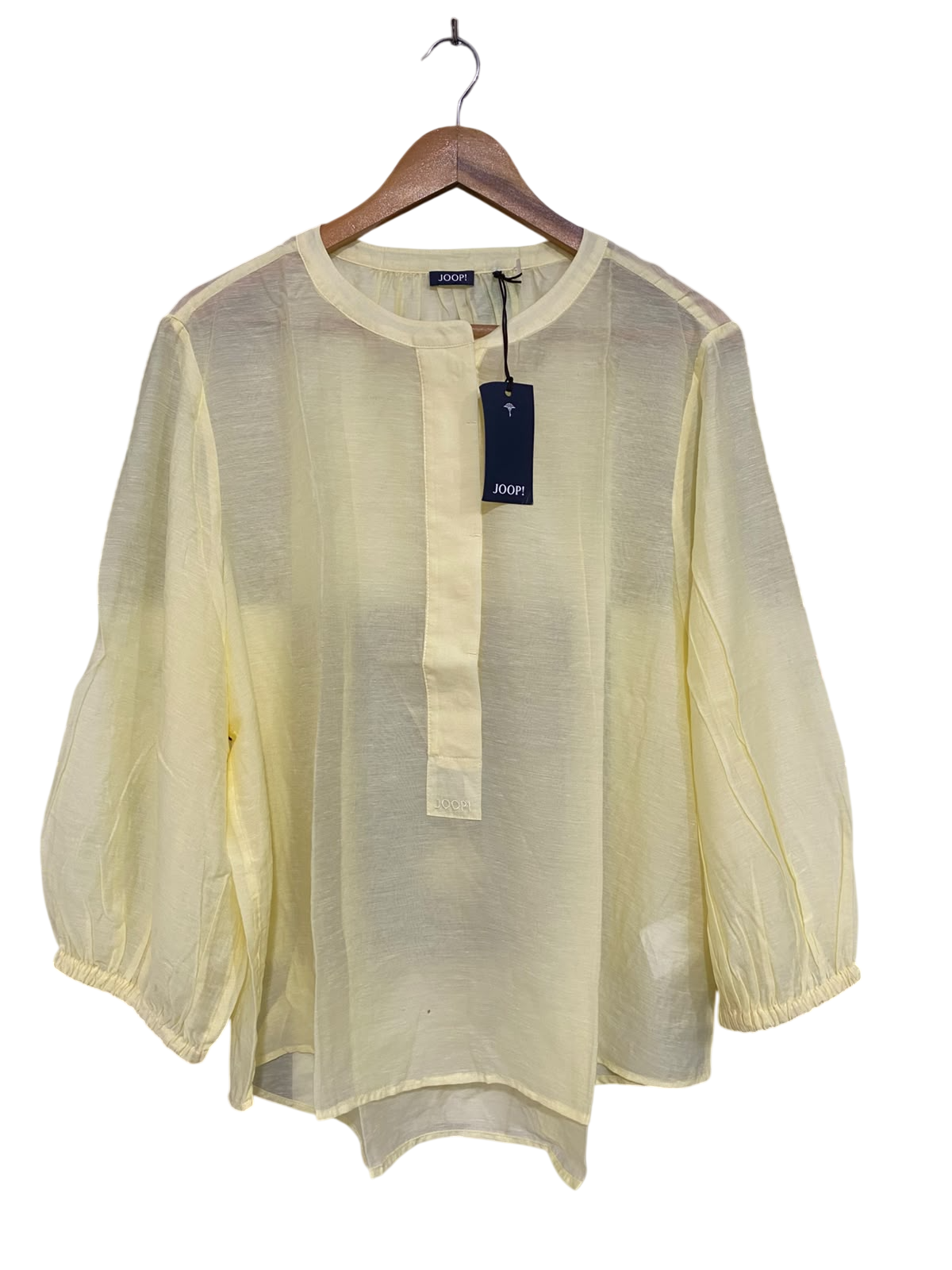 JOOP |L| BUST 25| A45| PALE YELLOW BANDED COLLAR TECHNICAL UTILITY BLOUSE