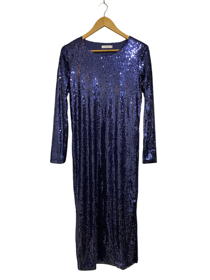 POLAND |M| BUST 18| A45| NAVY BLUE SEQUIN TECHNICAL UTILITY MIDI DRESS