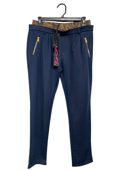 FREESIA |L| WAIST 30| A45| NAVY BLUE ZIP-POCKET TECHNICAL UTILITY TROUSERS