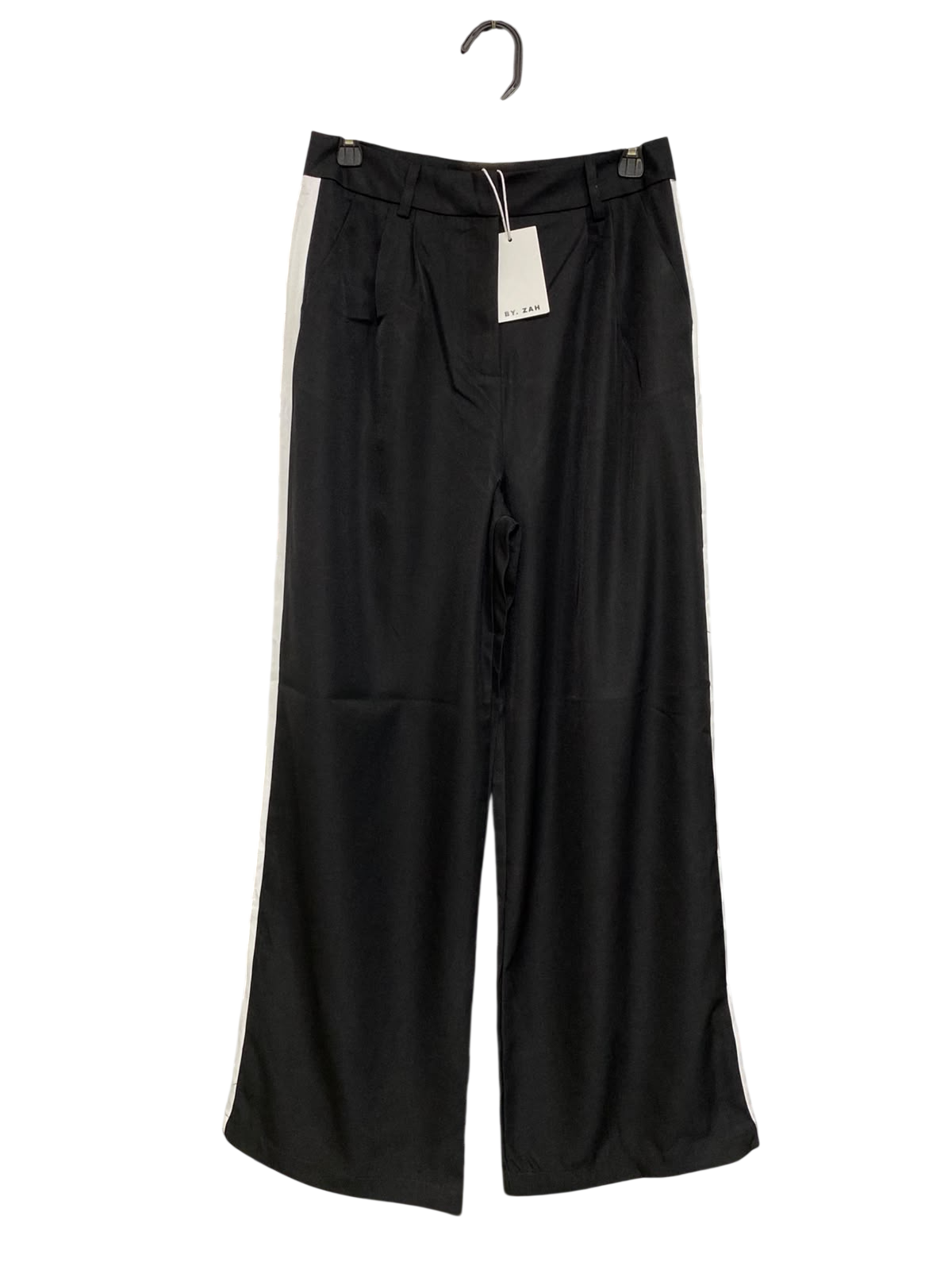 BY ZAH |M| WAIST 28| A45| BLACK AND WHITE SIDE-STRIPE TECHNICAL UTILITY TROUSERS