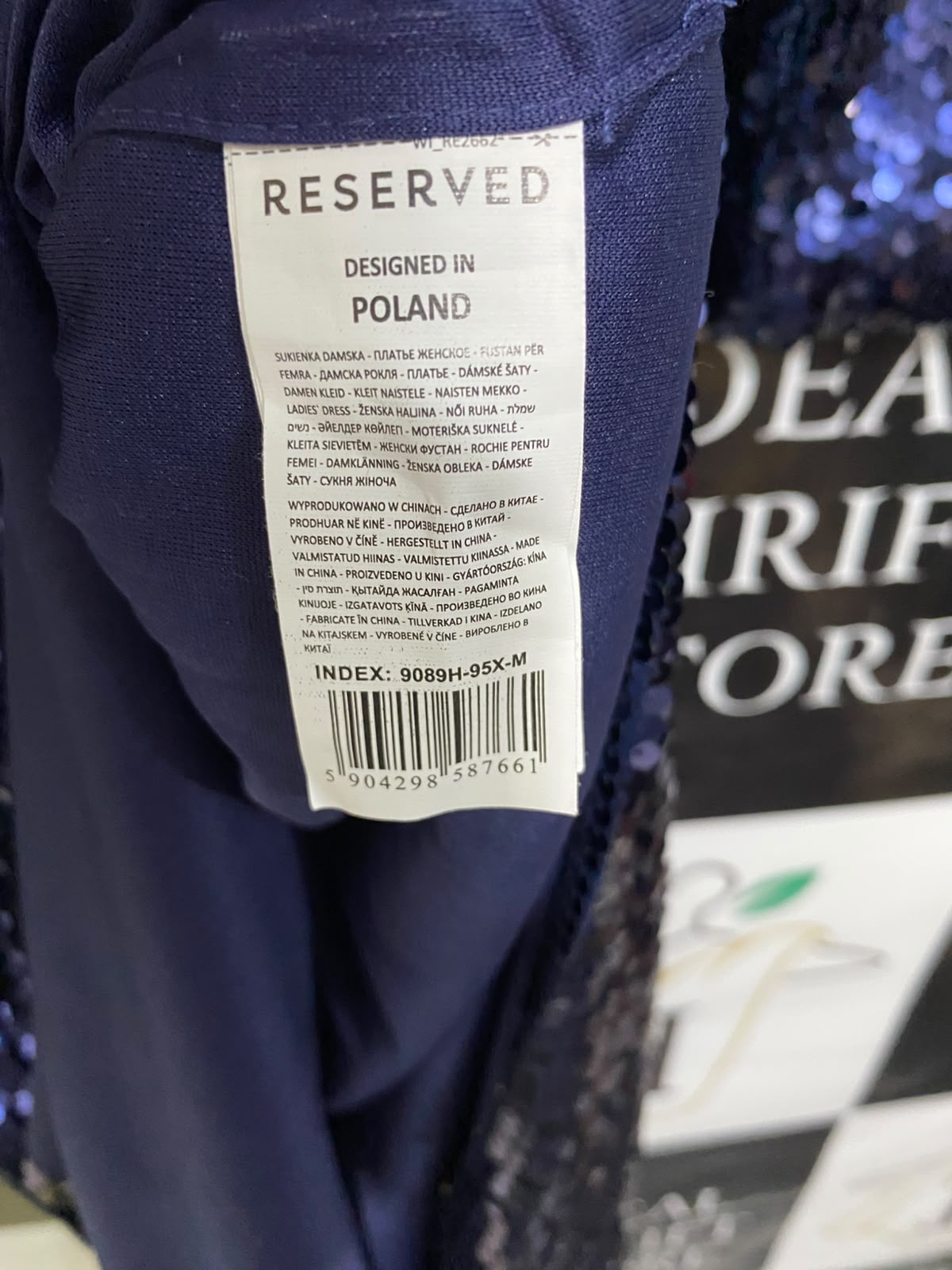 POLAND |M| BUST 18| A45| NAVY BLUE SEQUIN TECHNICAL UTILITY MIDI DRESS