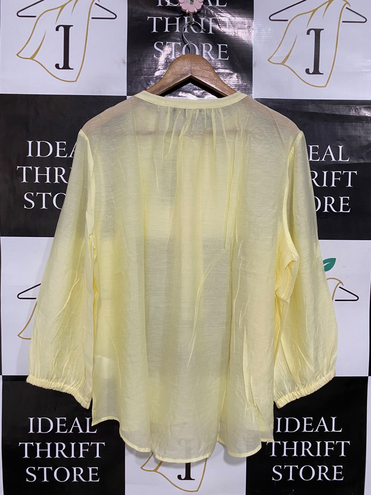 JOOP |L| BUST 25| A45| PALE YELLOW BANDED COLLAR TECHNICAL UTILITY BLOUSE