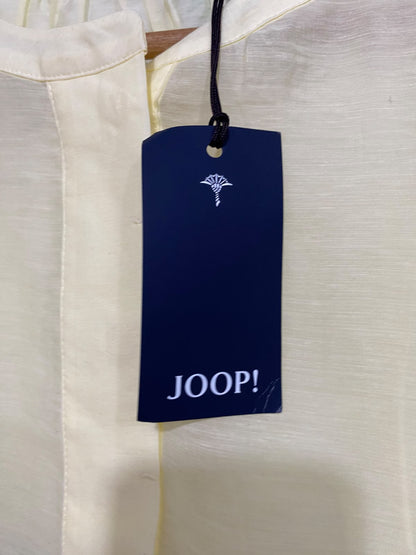 JOOP |L| BUST 25| A45| PALE YELLOW BANDED COLLAR TECHNICAL UTILITY BLOUSE