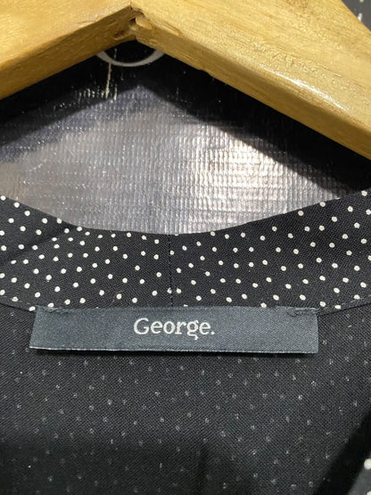 GEORGE |L| BUST 19| A45| BLACK AND WHITE POLKA DOT TIE-NECK TECHNICAL UTILITY MIDI DRESS