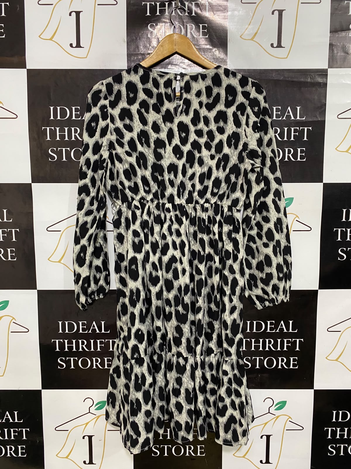 SHEIN |M| BUST 18| A45| LEOPARD PRINT TECHNICAL UTILITY TIERED MINI DRESS