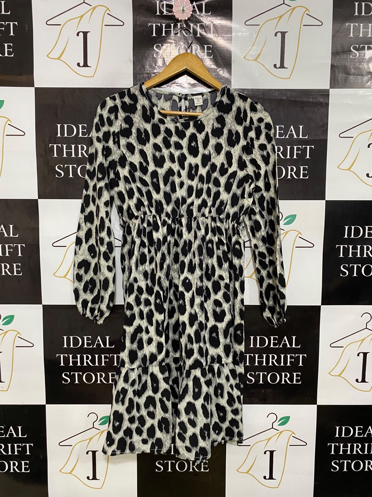 SHEIN |M| BUST 18| A45| LEOPARD PRINT TECHNICAL UTILITY TIERED MINI DRESS