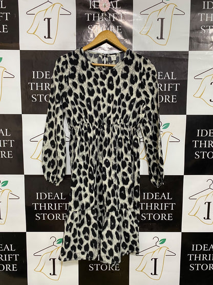 SHEIN |M| BUST 18| A45| LEOPARD PRINT TECHNICAL UTILITY TIERED MINI DRESS
