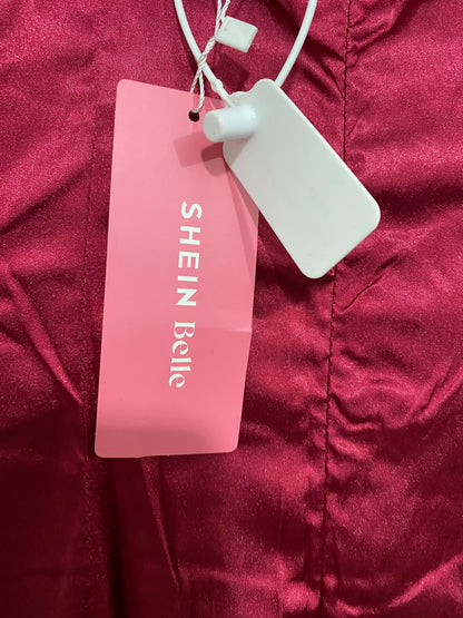 SHEIN |M| BUST 16| A45| MAGENTA SATIN COWL-NECK TECHNICAL UTILITY SLIP DRESS