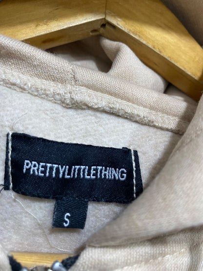 PRETTYLITTLE THING |S| BUST 18| A45| BEIGE CROPPED HALF-ZIP TECHNICAL UTILITY HOODIE