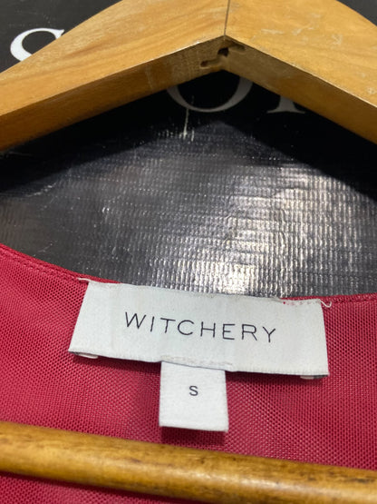 WITCHERY |S| BUST 16| A45| RED AND PLUM OMBRE MESH TECHNICAL UTILITY MIDI DRESS
