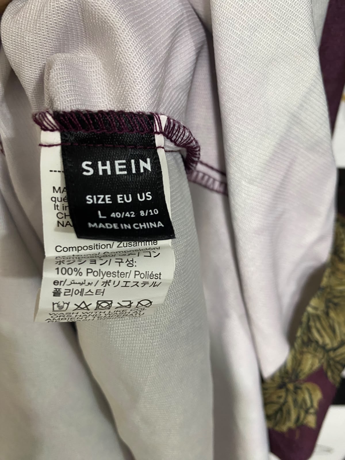 SHEIN |L| BUST 21| A45| PLUM AND OLIVE FLORAL V-NECK TECHNICAL UTILITY MAXI DRESS