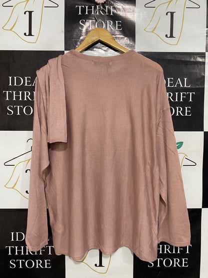 ZARA |L/XL| BUST 24| A45| DUSTY ROSE COWL-NECK TECHNICAL UTILITY KNIT TOP