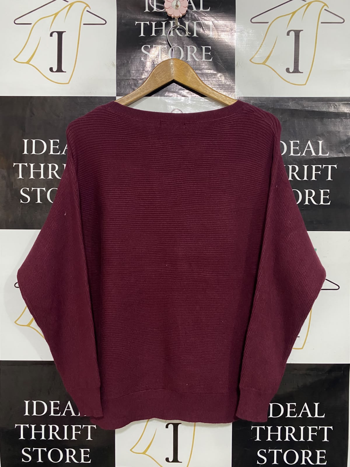 F&F |M| BUST 19| A45| BURGUNDY RIBBED CREWNECK TECHNICAL UTILITY SWEATER