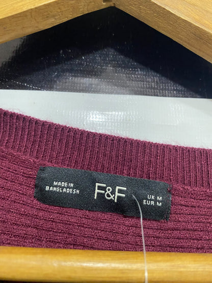 F&F |M| BUST 19| A45| BURGUNDY RIBBED CREWNECK TECHNICAL UTILITY SWEATER
