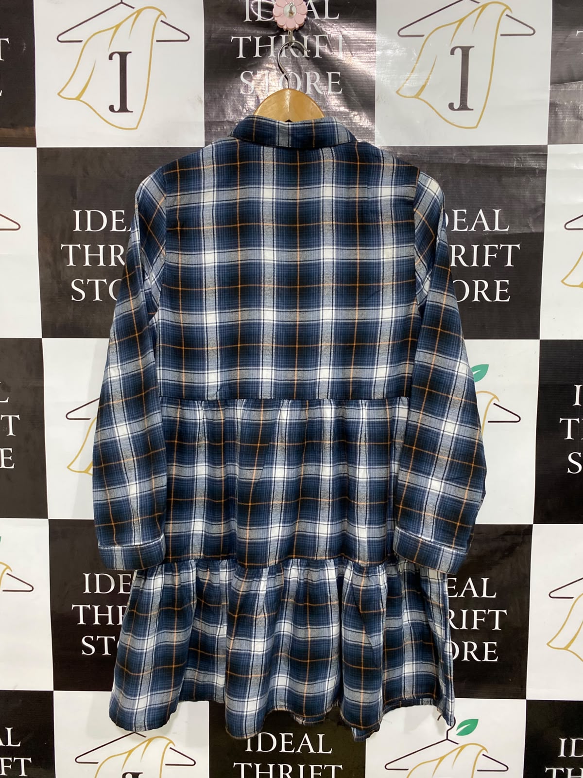 PRIMARK |M| BUST 19| A45| BLUE PLAID SHIRT-STYLE TECHNICAL UTILITY TIERED MINI DRESS