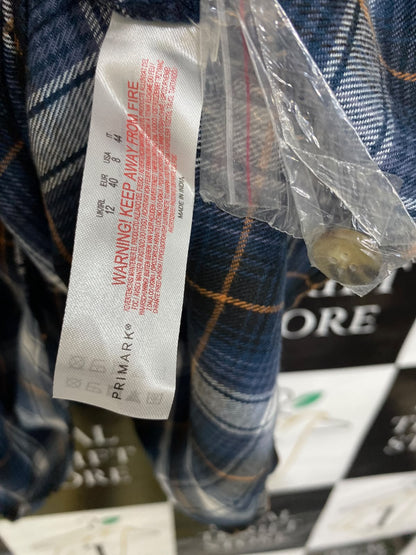 PRIMARK |M| BUST 19| A45| BLUE PLAID SHIRT-STYLE TECHNICAL UTILITY TIERED MINI DRESS