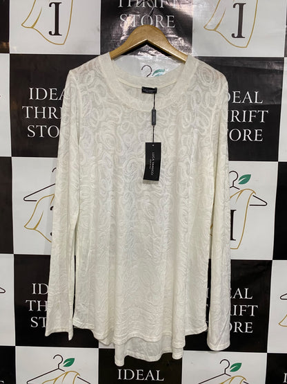 LUCA VANUCCI |XL| BUST 22| A45| OFF-WHITE SWIRL EMBOSSED TECHNICAL UTILITY TOP