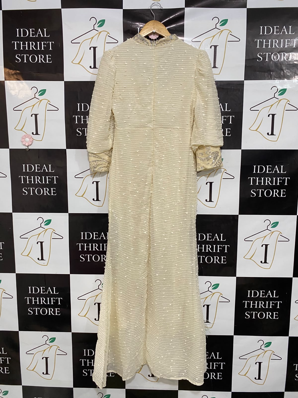 |L| BUST 17| A45| EMBELLISHED FEATHER-TRIM TECHNICAL UTILITY MAXI DRESS
