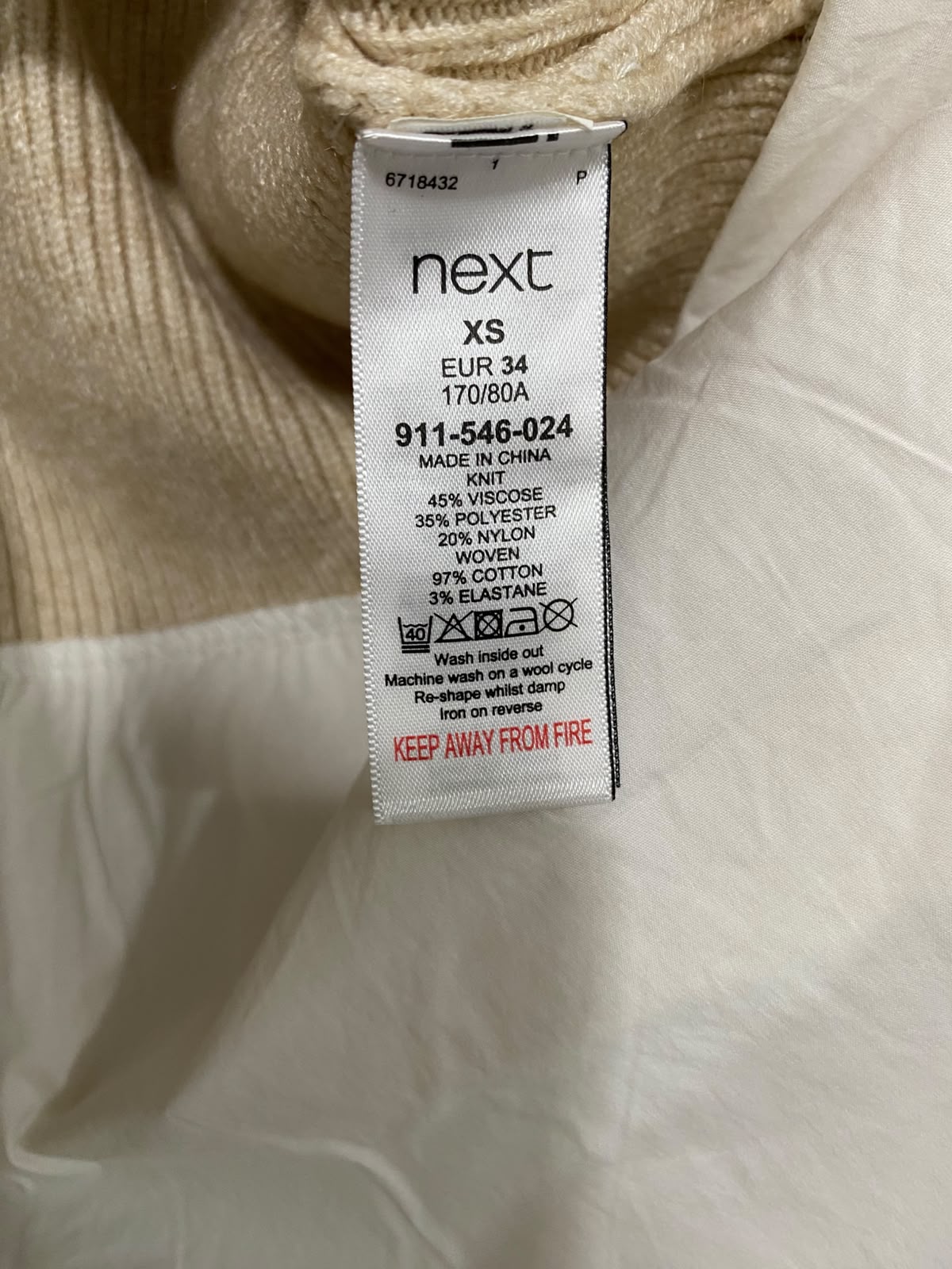 NEXT |XS| BUST 16| A45| BEIGE V-NECK SWEATER VEST AND WHITE SHIRT LAYERED TECHNICAL UTILITY TOP