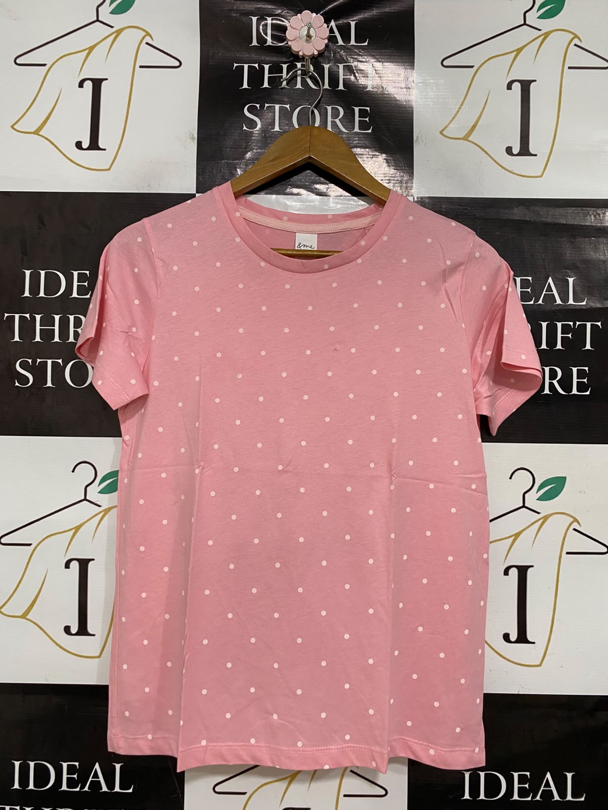 & ME |M| BUST 18| A44| PINK POLKA DOT TECHNICAL UTILITY T-SHIRT