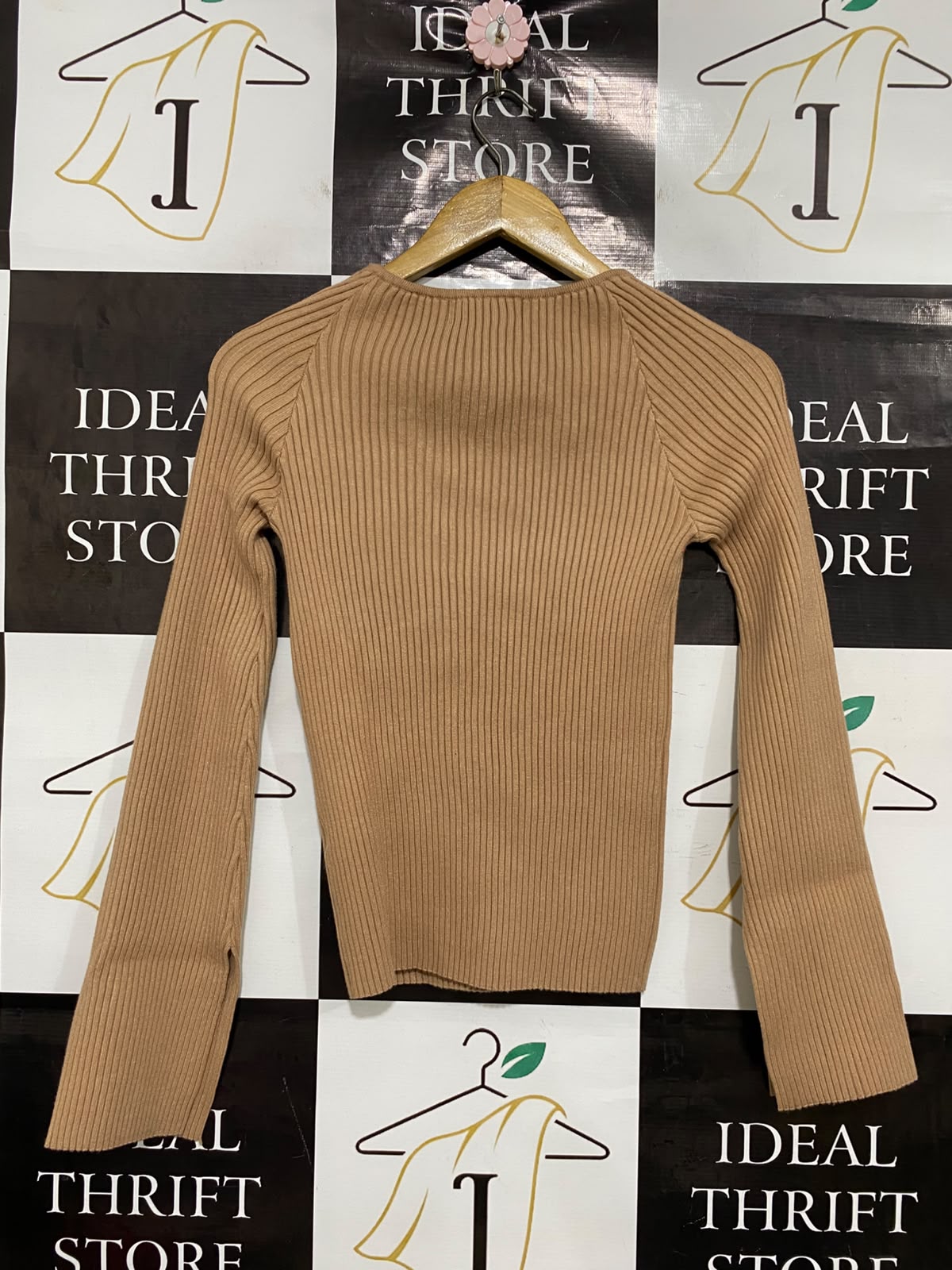 TRUTH |M| BUST 14| A44| TRUTH CAMEL RIBBED SWEETHEART NECK TECHNICAL UTILITY TOP