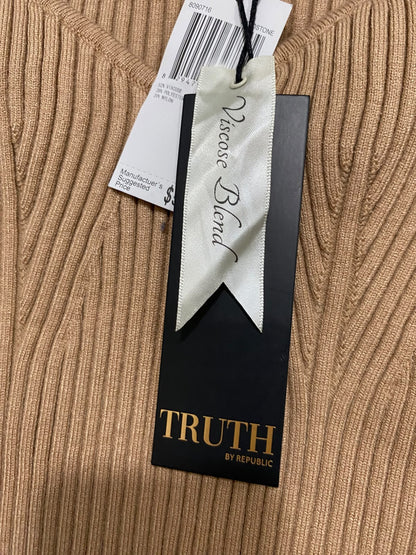 TRUTH |M| BUST 14| A44| TRUTH CAMEL RIBBED SWEETHEART NECK TECHNICAL UTILITY TOP