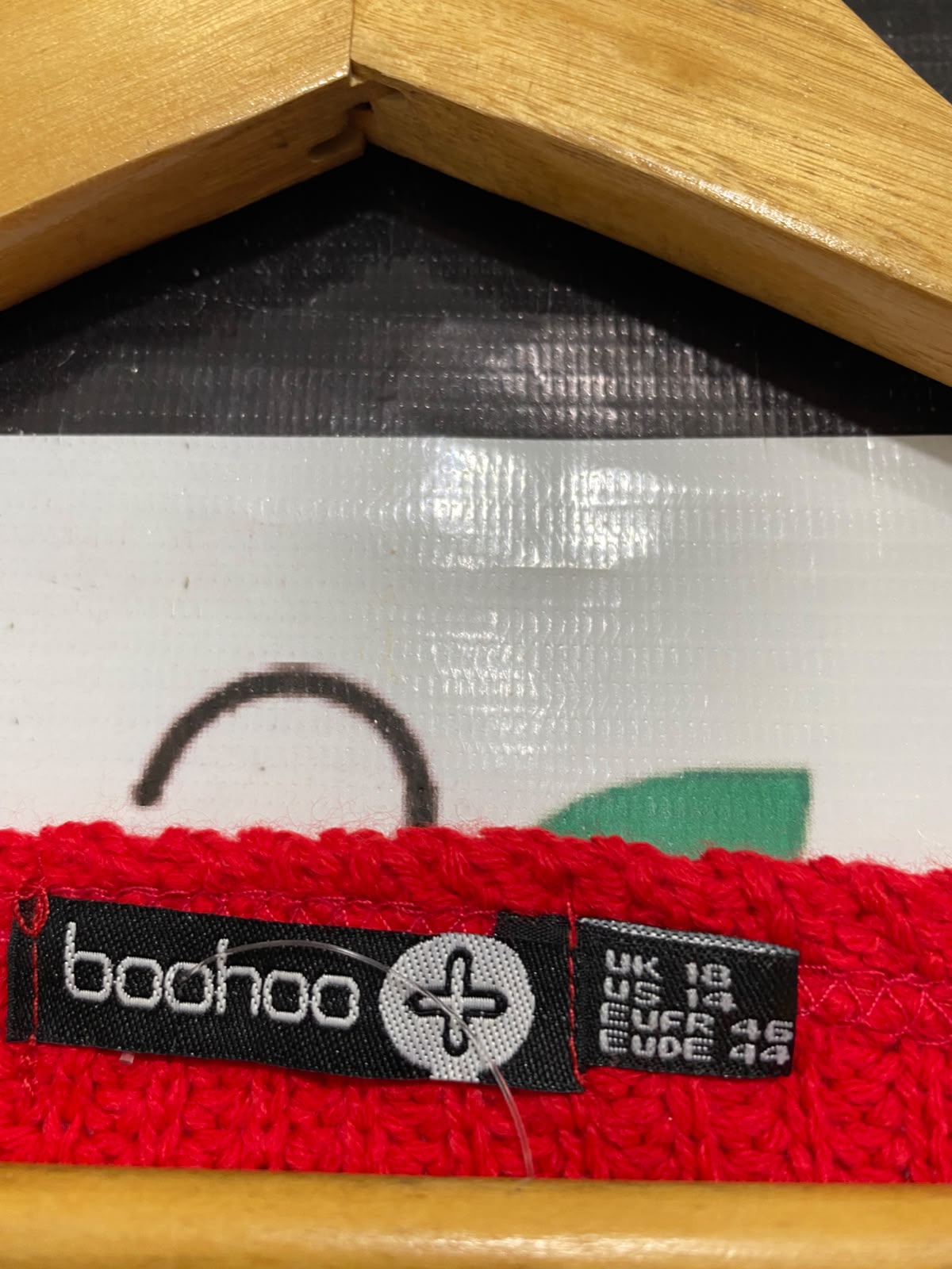BOOHOO |L| BUST 22| A44| RED BOAT-NECK OVERSIZED RIBBED TECHNICAL UTILITY KNIT SWEATER