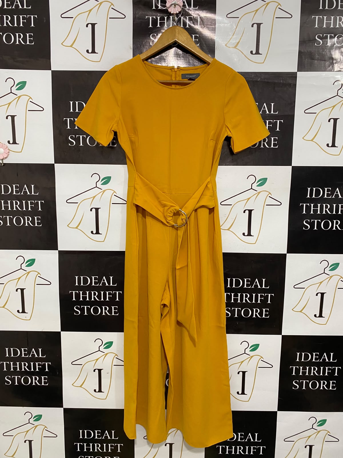 PRIMARK |M| BUST 17| A44| MUSTARD YELLOW O-RING BELTED TECHNICAL UTILITY JUMPSUIT