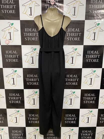 H&M |M| BUST 17| A44| BLACK SLEEVELESS TIE-BELT TECHNICAL UTILITY MAXI DRESS