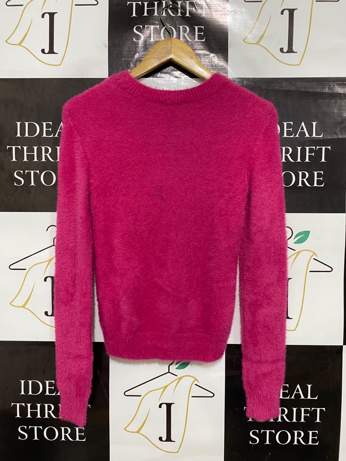 DOTTI |XS| BUST 16| A44| CLOTH FUCHSIA FLUFFY TEXTURED TECHNICAL UTILITY SWEATER