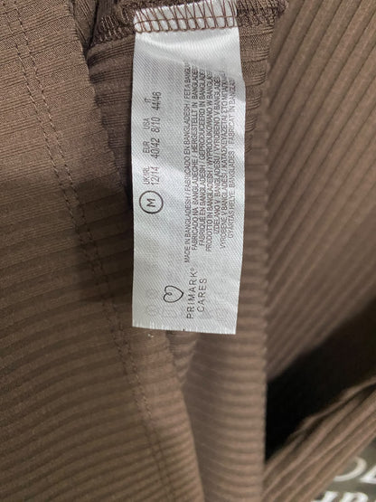 PRIMARK CARES |M| BUST 17| A44| BROWN RIBBED POLO COLLAR TECHNICAL UTILITY MIDI DRESS