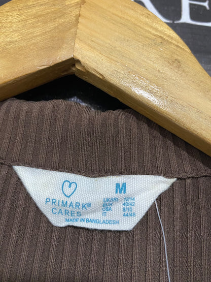 PRIMARK CARES |M| BUST 17| A44| BROWN RIBBED POLO COLLAR TECHNICAL UTILITY MIDI DRESS