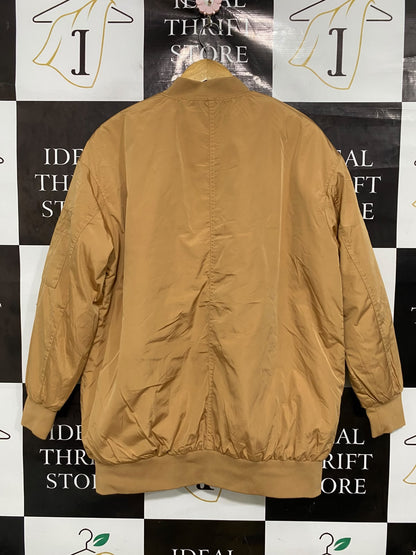 PRIMARK CARES |S| BUST 24| A44| CAMEL OVERSIZED BOMBER JACKET TECHNICAL UTILITY OUTERWEAR