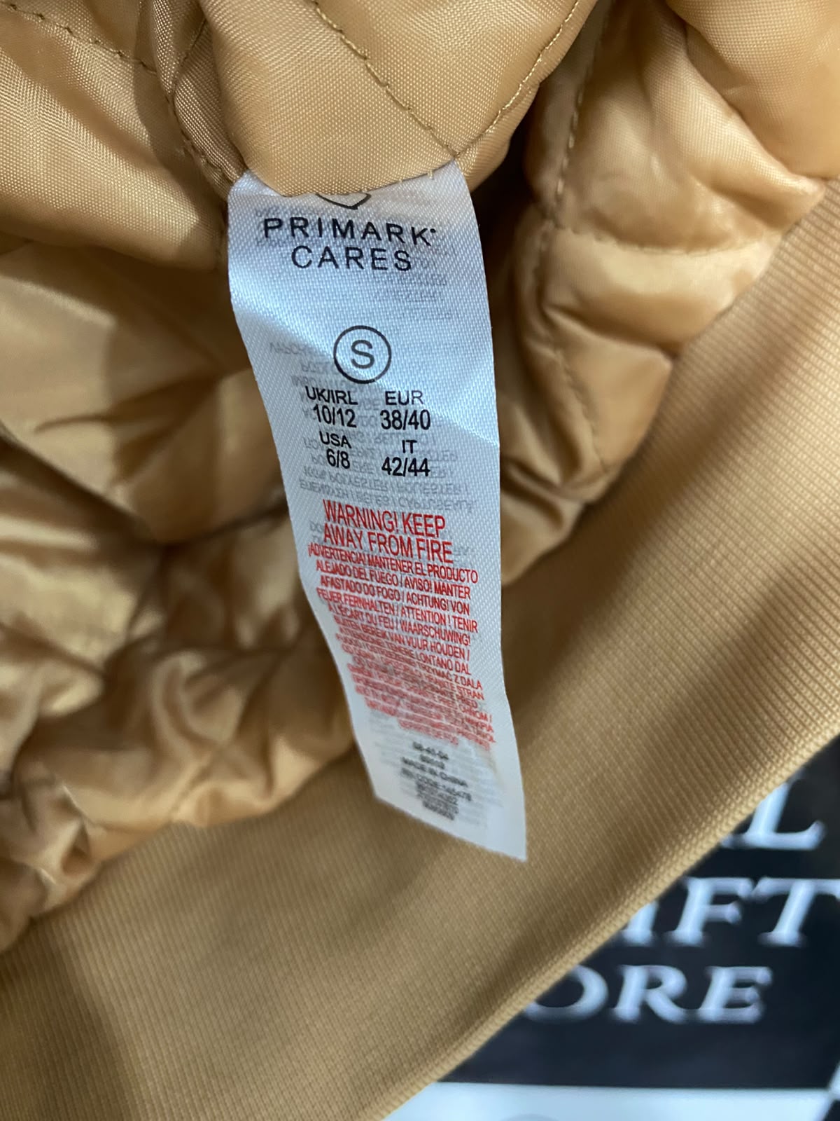 PRIMARK CARES |S| BUST 24| A44| CAMEL OVERSIZED BOMBER JACKET TECHNICAL UTILITY OUTERWEAR