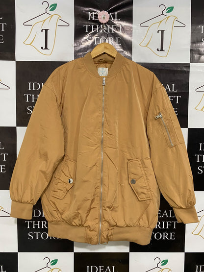 PRIMARK CARES |S| BUST 24| A44| CAMEL OVERSIZED BOMBER JACKET TECHNICAL UTILITY OUTERWEAR