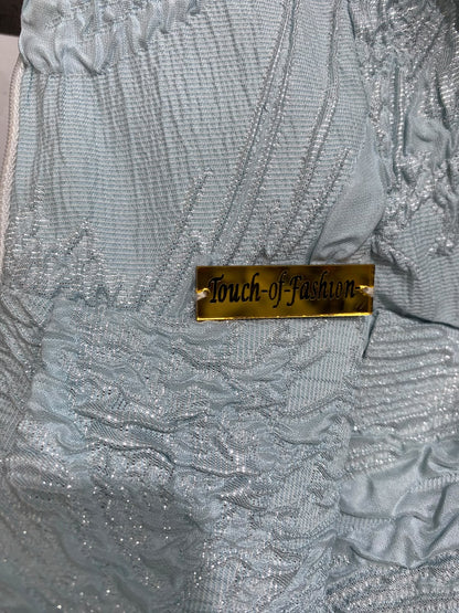 TOUCH OF FASHION |S| BUST 16| A44| ICE BLUE TEXTURED ARCHITECTURAL V-NECK TECHNICAL UTILITY MIDI DRESS