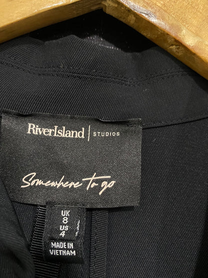 RIVER ISLAND |M| BUST 19| A44| BLACK DOUBLE-BREASTED TRENCH COAT TECHNICAL UTILITY OUTERWEAR