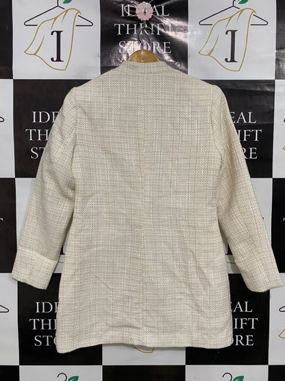DAVID EMANUEL |M| BUST 19| A44| CREAM TWEED STRUCTURED TECHNICAL UTILITY COAT
