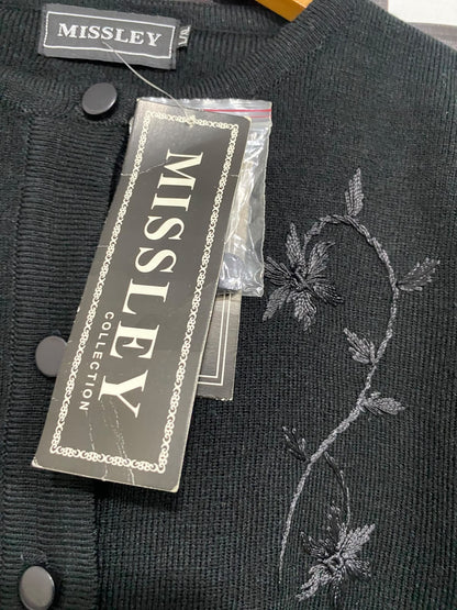 MISSLEY |L/XL| BUST 21| A44| BLACK EMBROIDERED BUTTON-DOWN TECHNICAL UTILITY CARDIGAN
