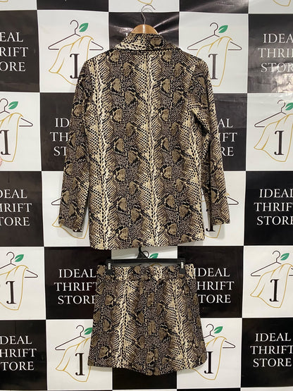 BOOHOO |L| A44| SNAKESKIN PRINT BLAZER AND SHORTS TECHNICAL UTILITY TWO-PIECE SET