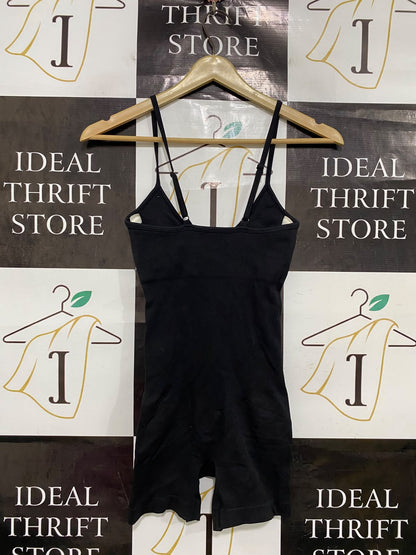 YU & ME |S/M| BUST 12| A44| BLACK SEAMLESS SPAGHETTI STRAP TECHNICAL UTILITY JUMPSUIT