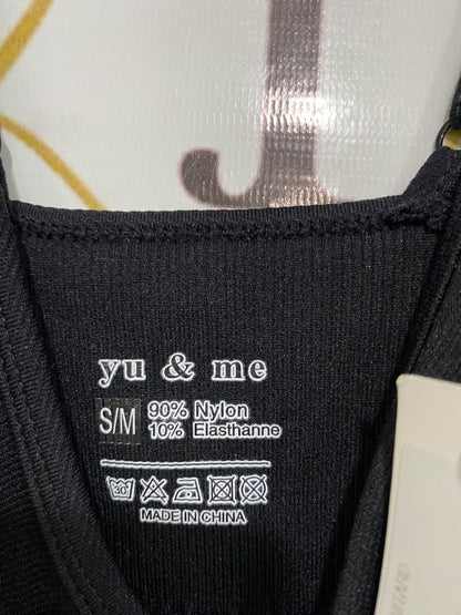 YU & ME |S/M| BUST 12| A44| BLACK SEAMLESS SPAGHETTI STRAP TECHNICAL UTILITY JUMPSUIT