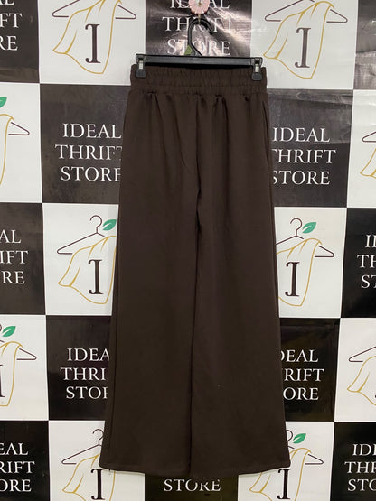 SINSAY |XS| WAIST 26| A44| BROWN WIDE-LEG DRAWSTRING TECHNICAL UTILITY TROUSERS