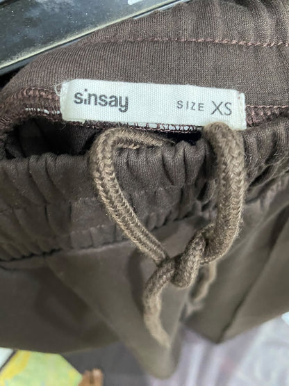SINSAY |XS| WAIST 26| A44| BROWN WIDE-LEG DRAWSTRING TECHNICAL UTILITY TROUSERS