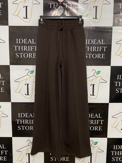 SINSAY |XS| WAIST 26| A44| BROWN WIDE-LEG DRAWSTRING TECHNICAL UTILITY TROUSERS