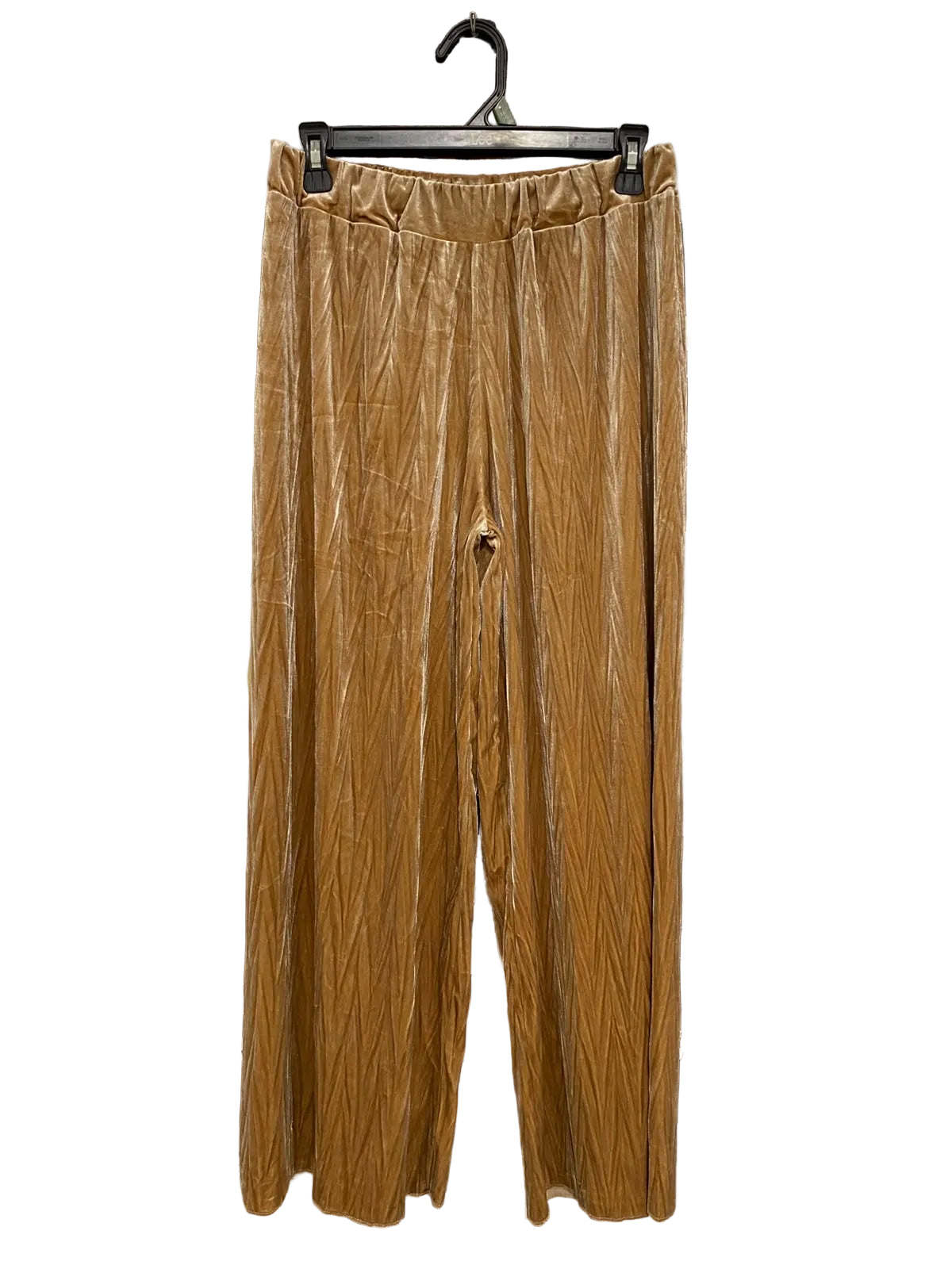 |M| WAIST 28| A44| GOLDEN CRUSHED VELVET WIDE-LEG TECHNICAL UTILITY TROUSERS