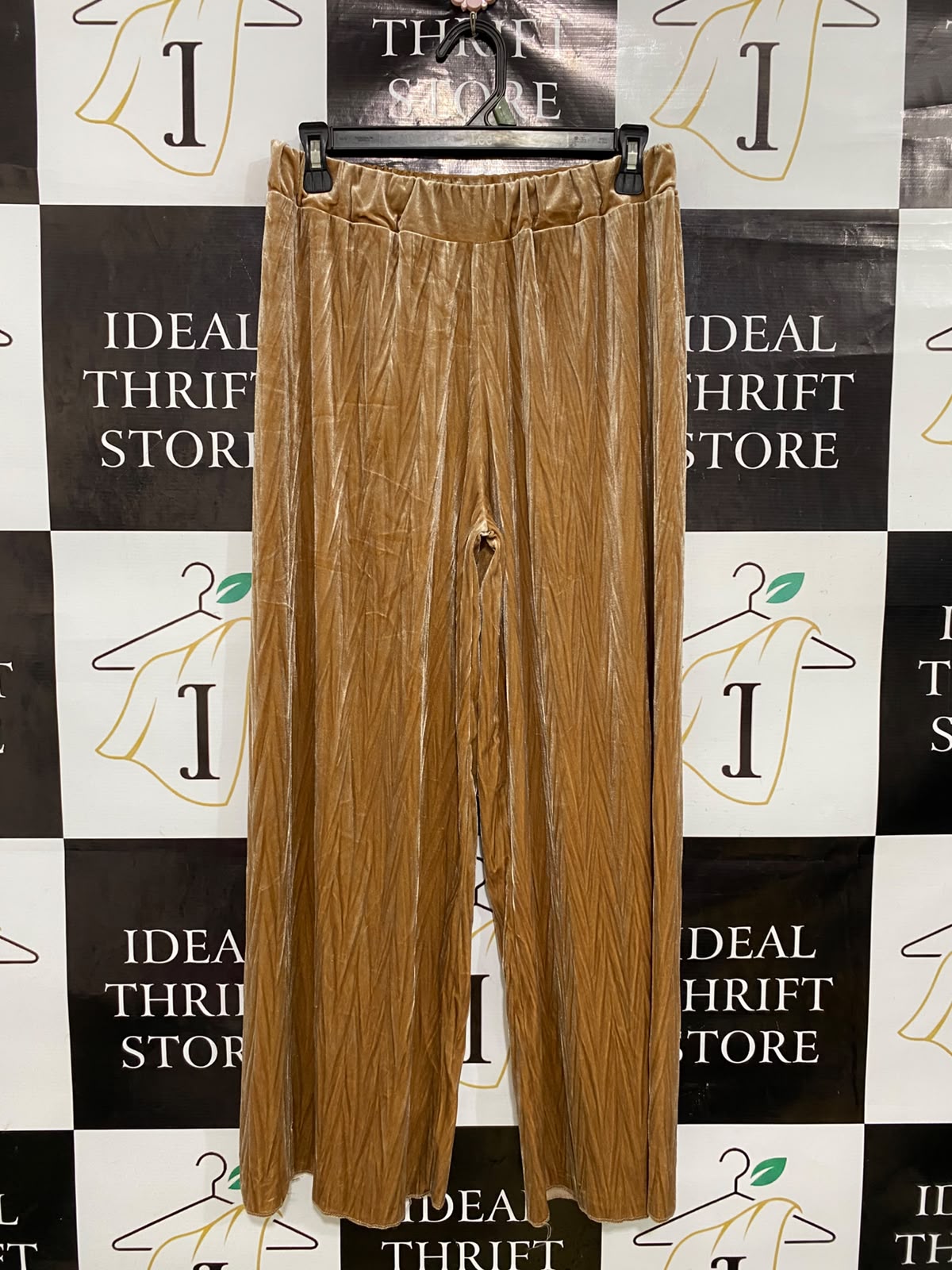 |M| WAIST 28| A44| GOLDEN CRUSHED VELVET WIDE-LEG TECHNICAL UTILITY TROUSERS