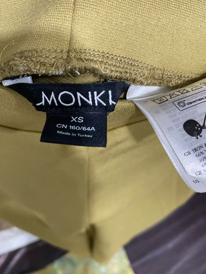 MONKI |XS| WAIST 24| A44| OLIVE GREEN HIGH-WAISTED FLARED TECHNICAL UTILITY TROUSERS