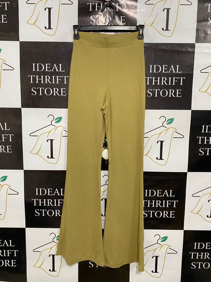 MONKI |XS| WAIST 24| A44| OLIVE GREEN HIGH-WAISTED FLARED TECHNICAL UTILITY TROUSERS