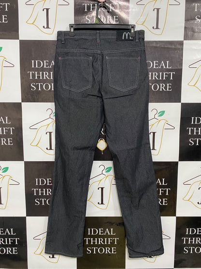 MCDONALS APPAREL |L| WAIST 32| A44| CHARCOAL GREY DENIM RED-ACCENT TECHNICAL UTILITY TROUSERS